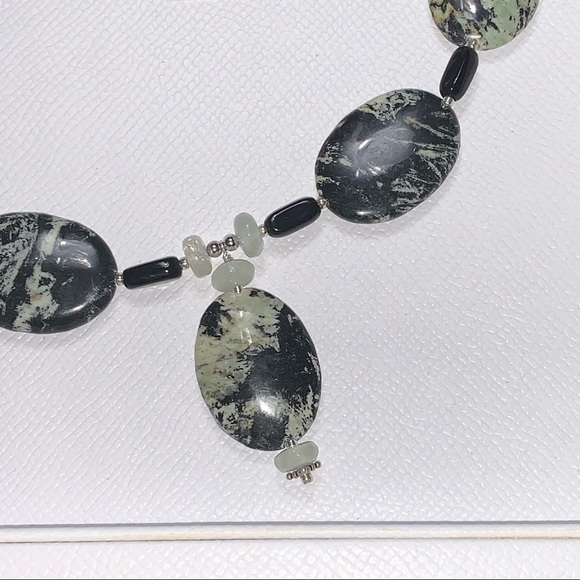 Handcrafted “Hint of Mint” Stone & Sterling Necklace & Earring Set - Picture 3 of 14